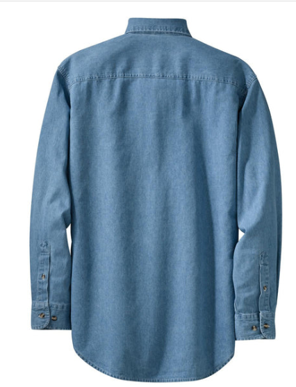 Mens ZSCCA L/S Denim Shirt in Faded Blue