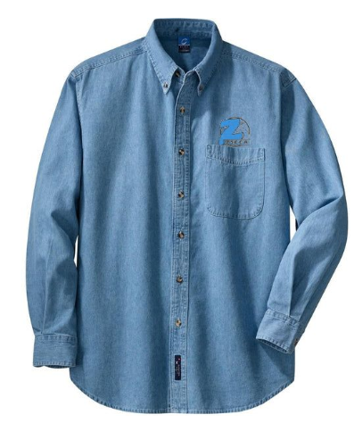 Mens ZSCCA L/S Denim Shirt in Faded Blue