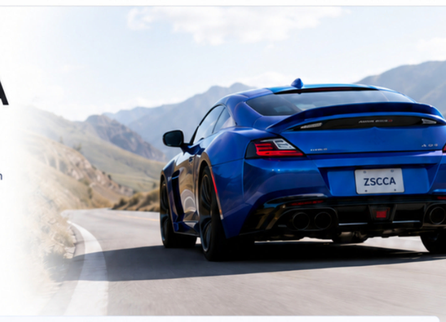 Blue ZSCCA roadster on a mountain road